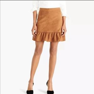 J Crew Faux Suede Ruffle Miniskirt